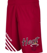 Get fired up over this pair of Miami Heat basketball shorts from adidas.