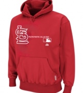 Be prepared for extra innings. Make sure you stay warm so you can cheer on your St. Louis Cardinals through the whole baseball game with this Therma Base MLB hoodie from Majestic.