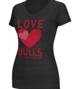 Real Chicago Bulls fans wear their heart on this tee by adidas.