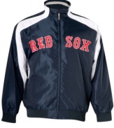 Suit up for the perfect season in this signature Boston Red Sox track jacket from Majestic Apparel.