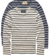 Step up your casual style with this comfortable striped shirt from Guess.