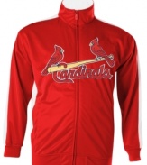 Get into the swing of the season with this sporty St. Louis Cardinals track jacket from Majestic.