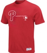 Crowd-pleaser. You'll get high-fives all around at the game when you're sporting this Philadelphia Phillies MLB t-shirt from Majestic.