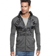 Swore off sweaters this summer? Take care of a last-minute layering need with this hip hoodie from Marc Ecko Cut & Sew.