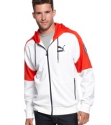 Stand out even when you go casual with this sharp hooded jacket from Puma.