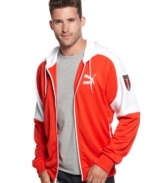 Stand out even when you go casual with this sharp hooded jacket from Puma.