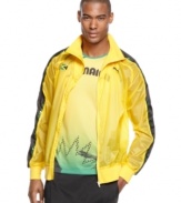 On display. Demonstrate your passion for top performance and Jamaica with this wind-resistant jacket from the Puma Usain Bolt collection.