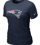 Team player. Show support for your favorite football team in this New England Patriots NFL t-shirt from Nike.