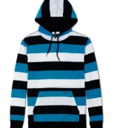 Enter the stripe zone. This hoodie from Univibe is blocked with the best of them for a cool casual look.