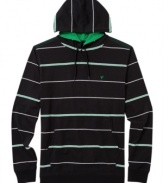 When you feel the need for speed: Univibe's kangaroo-pocket hoodie in its Top Gun stripe.