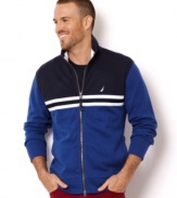 Gear up for fall in this Macy's exclusive full-zip hoodie from Nautica.