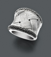 Perfect for a night out on the town. This chic cocktail ring from Balissima by Effy Collection features a unique woven sterling silver setting with two glittering rows of round-cut black diamond (1-1/4 ct. t.w.). Size 7.