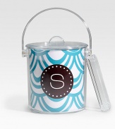 A double-walled Lucite container makes an ideal poolside or dinner table attraction. Simply remove the personalized insert for easy cleaning. Includes lid and tongs 10H X 6 diam. Hand wash ImportedFOR PERSONALIZATION Select a quantity, then scroll down and click on PERSONALIZE & ADD TO BAG to choose and preview your monogramming options. Please allow 2 weeks for delivery.