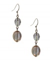 Polish any look with this versatile style. Kenneth Cole New York earrings features a hematite tone mixed metal setting decorated with two faceted green beads. Approximate drop: 1-3/4 inches.