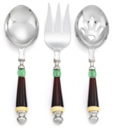 Spread good cheer around the table with the Holiday Gatherings serving set. Lenox contrasts best-quality stainless steel with Christmas-colored accents in flatware that will serve you well season after season.