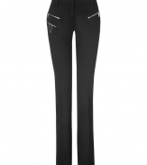 Luxe pants in fine stretch cotton - in classic black - wonderfully pleasant, posh material, but super-comfy - a highlight piece from the Parisian status label Balmain - brilliant mix of elegant, modern and cool - glam, rocking zip detail - slim cut and straight - for creative jobs, parties, stylish events - wear these pants in the office with a blazer and top, in the evening with a chiffon blouse and high heels