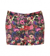 You dont have to be on vacation to rock these happy, floral-printed shorts - Flattering and stylish they feature slim side pockets, two back pockets, short zip and button - Pair with solid-colored cotton tank and leg-lengthening platform wedges for sexy, sophisticated summer style