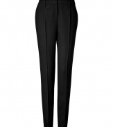 Tailored to perfection with a trendy tapered leg, these ultra-chic high-waisted pants from Schumacher will update your workweek favorites - Side and back slit pockets, zip fly, hidden hook closure, belt loops, pleated front - Tailored tapered fit, high-waist - Wear with a tucked in silk tee and classic pumps