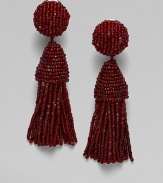 A rich, fully beaded design in a tassel style. Glass beadsDrop, about 3¼Clip-on backImported 