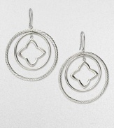 From the Quatrefoil Collection. A beautiful, geometric design full of movement and textures in sterling silver. Sterling silverLength, about 2Hook backImported 