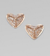 A pretty, heart-shaped design in a pyramid form encrusted with brilliant diamonds. Diamonds, .21 tcw14k rose goldSize, about ¼Post backMade in USA of imported materials