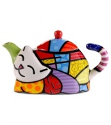 Heads and tails above the average teapot, this mini cat-inspired design celebrates the vivid colors and bold patterns of Brazilian pop artist Romero Britto.