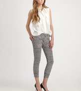 Slim stretch twill in an overdyed houndstooth print, cropped above the ankles for a chic silhouette.Button-front waistZip-flyThree-pocket styleRise, about 8Inseam, about 2798% cotton/2% LycraMachine washMade in USA of imported fabricModel shown is 5'10½ (179cm) wearing US size 4.