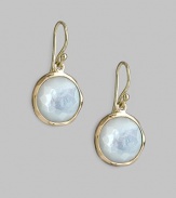 From the Lollipop Collection. Lustrous mother-of-pearl drops, richly faceted and gracefully set in 18k yellow gold. Mother-of-pearl 18k yellow gold Drop, about 1 Diameter, about ½ Ear wire Imported