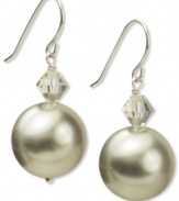 A splendid mix of shimmer. This beautiful pair of earrings feature shell beads (14 mm), hematite accents and sparkling Swarovski Elements. Set in sterling silver. Approximate drop: 1-1/4 inches.