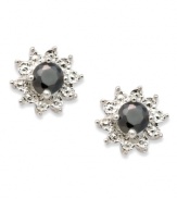 A burst of beauty. This pair of sterling silver stud earrings features black diamonds (3/4 ct. t.w.) in the center for a sophisticated touch. Approximate diameter: 3/8 inch.