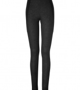 An exquisitely modern choice for business to cocktails looks, Donna Karans coated stretch skinny pants cut a flattering figure no matter how you wear them - Black contoured seaming, elasticized waistline, pulls on - Form-fitting - Team with feminine tops, chunky knits, and standout statement accessories