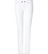 With their super soft thin wale and bright white coloring, Rachel Zoes skinny cords are a contemporary cool choice destined to be your favorite stylish staple - Classic five-pocket style, zip fly, button closure, gunmetal-toned hardware, inside ankle zips, belt loops - Form-fitting - Wear with everything from blazers and heels to chunky knit tops and fashion sneakers