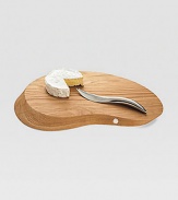 Solid oak cheeseboard in organic sculptural form with ergonomically designed, stainless steel cheese knife. Designed by Helle Damkjaer 16 X 10 Imported