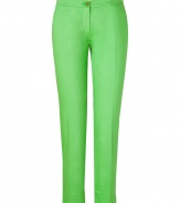 Liven up your new season wardrobe with Etros bright green ankle trousers - Flat front, side and back slit pockets, zip fly, button closure, slit ankles - Fitted - Wear with printed tops and fun flats