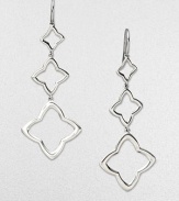 From the Quatrefoil Collection. This modern, sterling silver design features three graduated quatrefoil drops. Sterling silverDrop, about 2½Ear wire backImported 