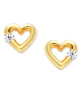 Romantic accent. Giani Bernini's petite stud earrings feature cut-out hearts with sparkling cubic zirconias at the sides (1/4 ct. t.w.). Crafted in 24k gold over sterling silver. Approximate diameter: 1/4 inch.