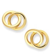 Eternally chic. Giani Bernini's petite stud earrings feature interlocking cut-out circles in 24k gold over sterling silver. Approximate diameter: 1/4 inch.