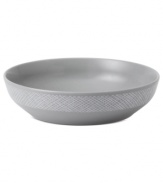 Effortlessly chic, the Simplicity pasta bowl by Vera Wang Wedgwood features a minimalist shape in casual porcelain lined with neutral cream and gray.