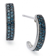 An elegant addition. This pair of sterling silver earrings is adorned with single-cut blue diamonds (1/2 ct. t.w.) for a stunning effect. Approximate drop: 5/8 inch.