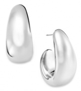 Polished and petite, these versatile J-shape earrings add a touch of class to any look. Crafted in sterling silver. Approximate drop: 1 inch. Approximate width: 1/2 inch.