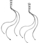 Move to the beat of your own drummer with these flowing liquid drops. Earrings crafted in sterling silver feature three linear drops each. Approximate drop: 2-3/5 inches.