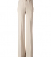 Luxurious pants in fine viscose blend - in fashionable cream - new wide leg silhouette with pleats - looks ladylike, respectable, but modern and crazy stylish at the same time - sits high at the waist - a dream basic in luxurious, really pleasant material - for many occasions from the office to art exhibit previews - best worn with slim pieces that can be tucked in - a MUST: high shoes - wear with a blazer or trench coat