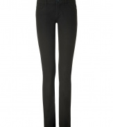 A chic pair of dark, straight leg trousers is a wardrobe staple, and this Joseph khaki gabardine stretch style has enduring appeal - Slim, low rise cut - Five pocket style, belt loops, zip fly and button closure - Classically cool, perfect for pairing with button-downs, cashmere pullovers or silk blouses and ballet flats or pumps