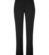 Bring trend-right style to your workweek favorites with these cropped pants from Theory - Flat front, belt loops, off-seam pockets, back welt pockets, fitted, cropped silhouette - Style with a billowy blouse, a blazer, and classic pumps