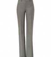 Bring instant chic to your workweek in these flatter trousers from Ralph Lauren - Flat front, belt loops, back welt pockets, slim fit, straight leg with creasing - Style with a tie-neck blouse, a cashmere cardigan, and platform pumps