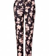 Optically alluring and a sweet take on Sunos bold prints, these floral cropped pants are a contemporary-chic choice for dressing up your day - Side and back slit pockets, zip fly, hidden hook and button closures, belt loops - Softly tapered leg, loosely tailored fit - Team with monochrome tops and sleek heels, or play up the look with contrast printed tops and colorful accessories