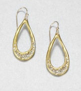 From the Miss Havisham Collection. Open teardrops of polished goldtone have subtle freeform shaping and not-so-subtle sparkle from Swarovski crystal accents.CrystalGoldtoneLength, about 1.75Width, about .5Ear wireMade in USA