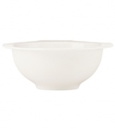 Lenox combines the versatility of whiteware with unique baroque shaping in the Regency Silhouette fruit bowl, featuring glossy white porcelain for every day, any occasion.