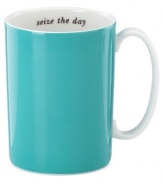 Take advice in your coffee or tea with the Seize the Day mug by kate spade new york. A colorful quotation inside and fun turquoise exterior make it a fabulous keepsake for you or a friend.