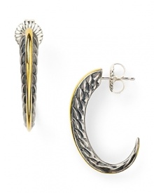 Always a step ahead, Elizabeth and James' sterling silver and yellow gold hoop earrings are a modern showpiece. Slip them in for edgy, on-trend allure.